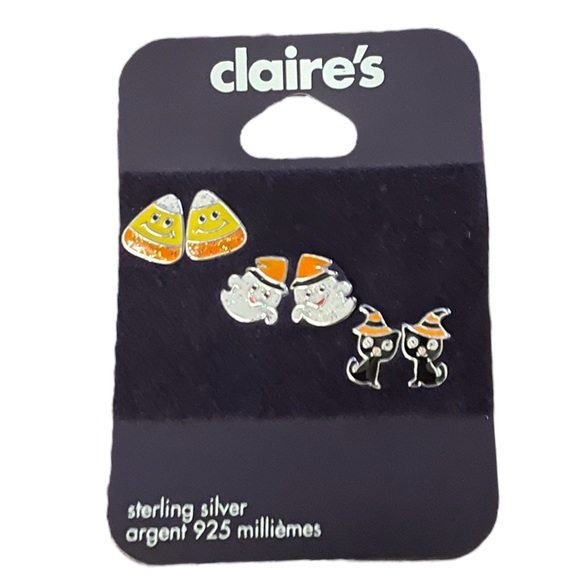 BNWT Claire’s Sterling Silver Halloween Stud Earrings (3 pack pairs of earrings) - Picture 1 of 2